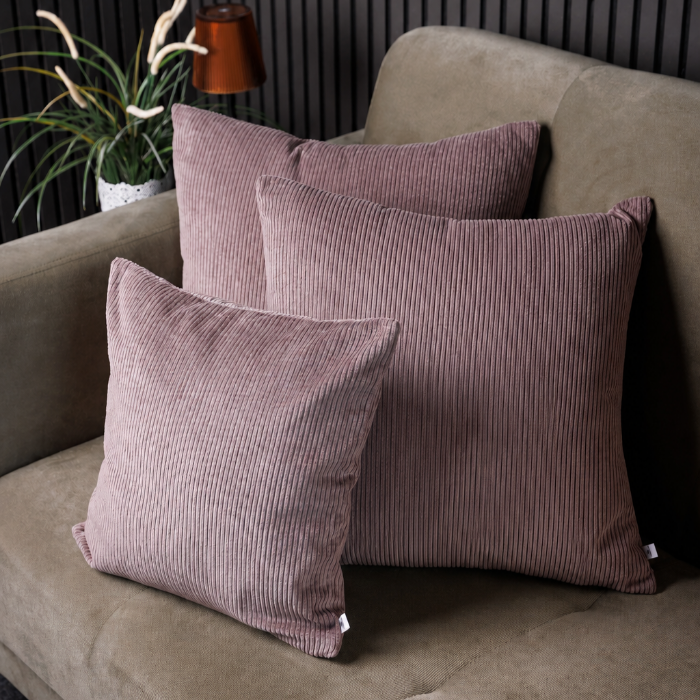 Kissenbezug-Set aus weichem Breitcord in taupe