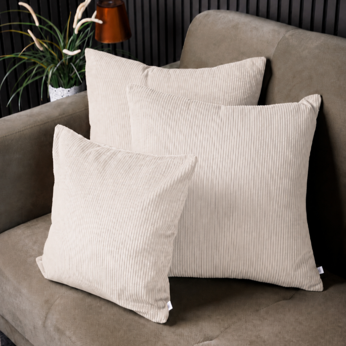 Kissenbezug-Set aus weichem Breitcord in beige